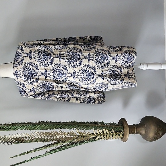 SHEIN Tan and Navy Blue Print Dress - Picture 2 of 14